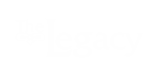 The logo for The Legacy features a heart-shaped design to the left of the text.